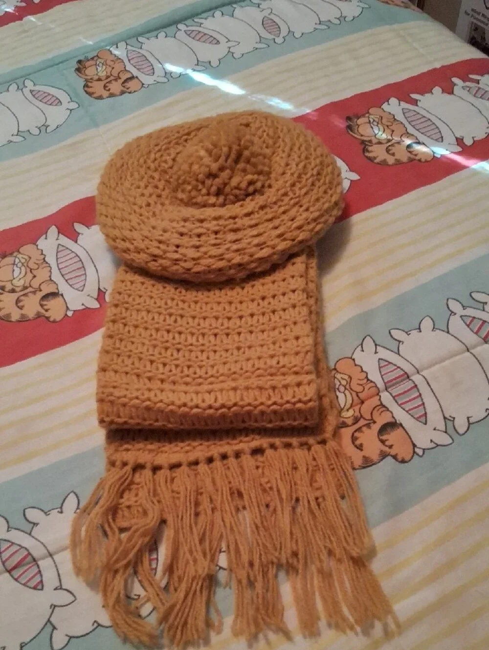 Vintage 90's,Mustard Yellow Knit Scarf and Beanie Set - Women Accessories🍁🍂🍁